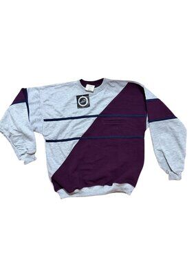 Vintage Greenline International Colorblock Crewneck Sweatshirt Gray & Purple Siz